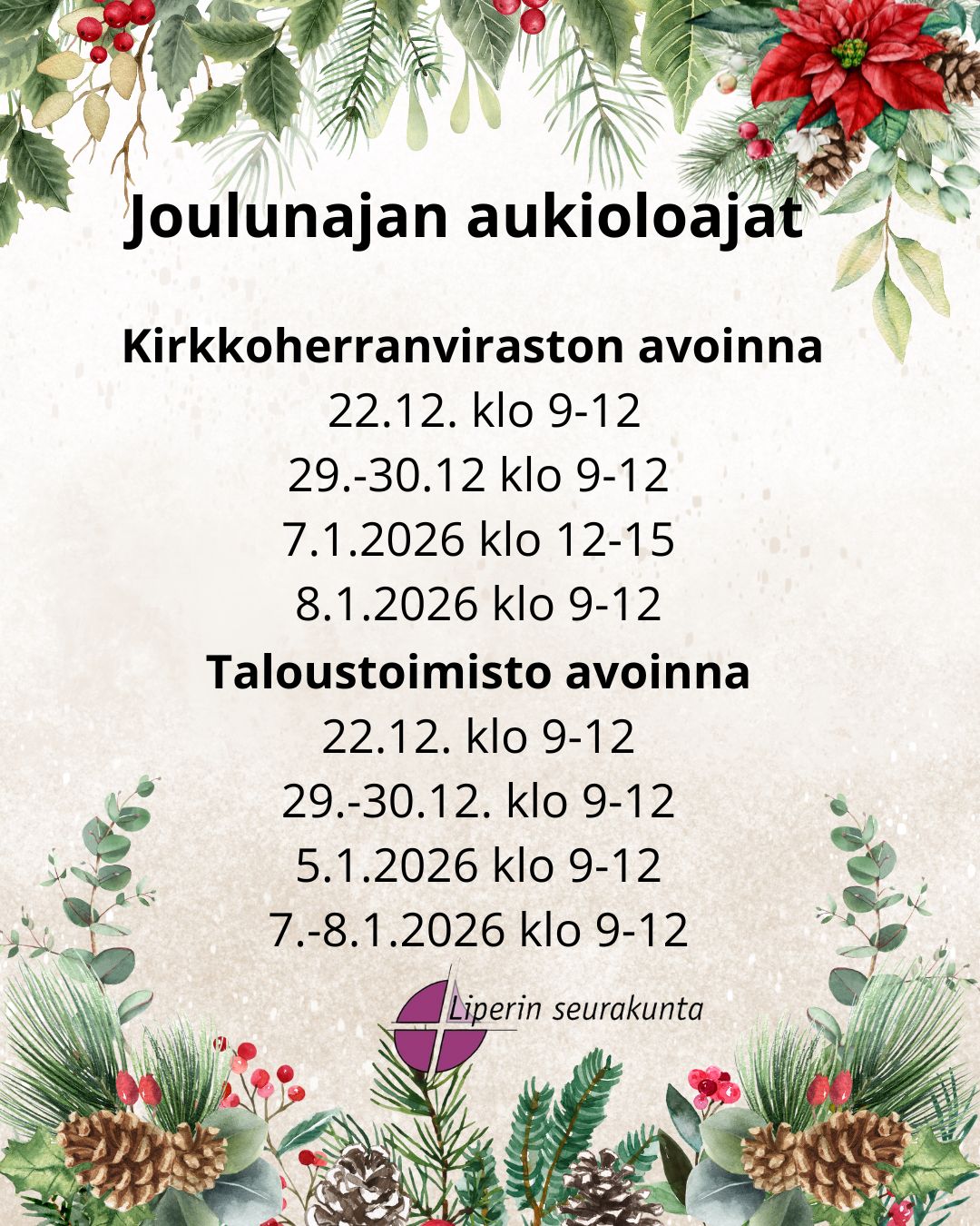 joulunajan aukioloajat